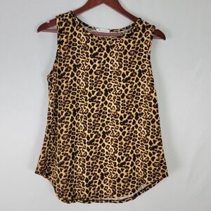 BomBom Shirt Womens Small Multicolor‎ Top Leopard Print Sleeveless Round Neck